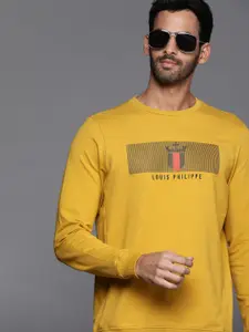 Louis Philippe Sport Men Mustard Yellow Brand Logo Printed Sweatshirt