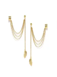 OOMPH Gold-Toned Leaf-Shaped Ear Cuff