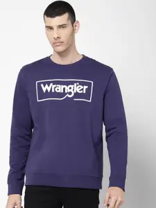 Wrangler Men Blue Solid Cotton Sweatshirt