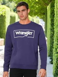 Wrangler Men Blue Solid Cotton Sweatshirt