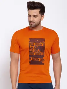 KLOTTHE Men Orange Printed T-Shirt