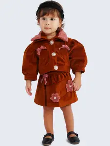 One Friday Girls Brown Solid A-Line Knee-Length Skirt