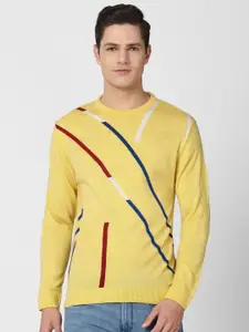 Peter England Casuals Men Yellow & White Printed Pullover