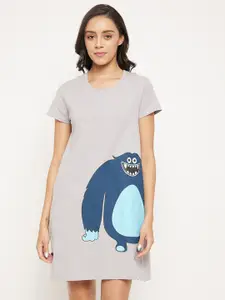 Clovia Monster Emoji Print Short Night Dress