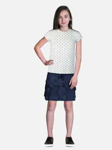 Gini and Jony Girls Blue Solid Denim Mini A-Line Skirt