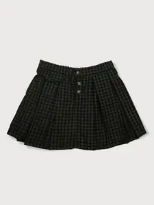 Gini and Jony Girls Green & Black Checked Mini Skirt