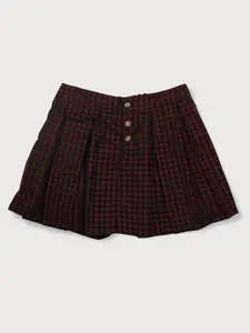 Gini and Jony Girls Red & Black Checked Mini Skirt