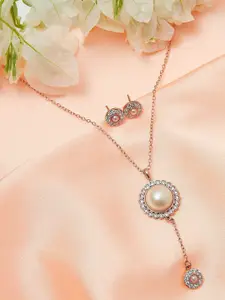 Voylla Gold-Plated White Brass Pendant Set