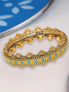 Voylla Women Gold-Toned & Blue Brass Gold-Plated Bangle
