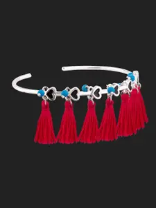 Voylla Voylla Women Silver-Plated & Red Brass Cuff Bracelet