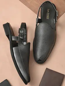 San Frissco Men Gold-Toned Shoe-Style Sandals