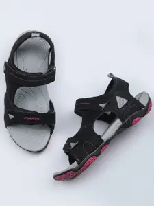 ABROS Women Black & Grey Pink Sports Sandals