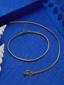 Jazz and Sizzle Set of 2 Gold-Plated Anklets