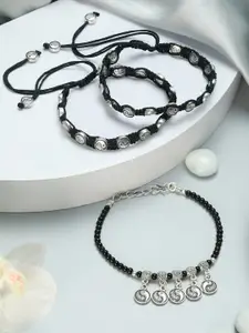 Jazz and Sizzle Women Set of 3 Ying Yang Charm Anklet and Bracelet Set