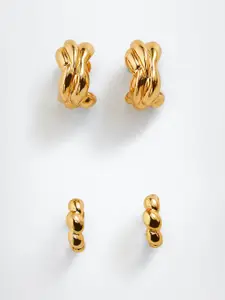 MANGO Set of 2 Gold-Toned Crescent Shaped Clip-On Earcuffs