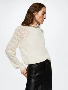 MANGO Women Off White Pullover