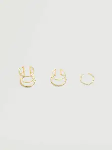 MANGO Set of 3 Stone-Stuuded Contemporary Ear Cuffs