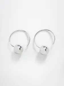 MANGO Silver-Toned Circular Hoop Earrings