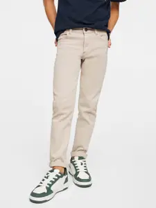 Mango Kids Boys Beige Solid Stretchable Sustainable Jeans