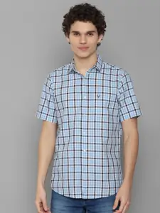 Allen Solly Men Blue Slim Fit Tartan Checks Checked Cotton Casual Shirt