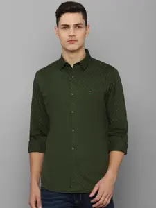 Louis Philippe Sport Men Olive Green Slim Fit Printed Casual Shirt
