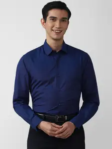 Peter England Men Navy Blue Regular Fit Cotton Formal Shirt