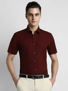 Peter England Men Maroon Solid Formal Shirt