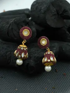 Silvermerc Designs Women Gold-Toned Dome Shaped Jhumka Earrings
