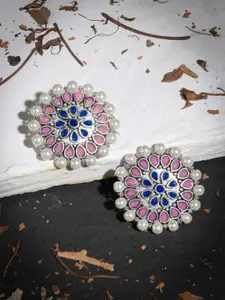 Silvermerc Designs Silver-Toned Contemporary Studs Earrings