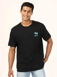 Lee Men Black Regular Fit Placement Print T-shirt