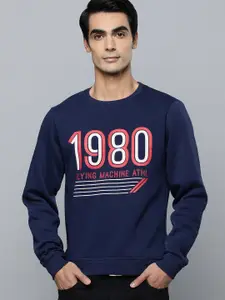 Flying Machine Men Navy Blue Brand Logo Printed Pullover Sweatshirt