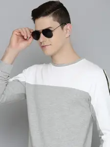 Flying Machine Men Grey  & White Colourblocked Sweatshirt