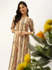 SHOWOFF Women Beige Printed Kurta