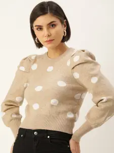 FOREVER 21 Women Beige Printed Pullover