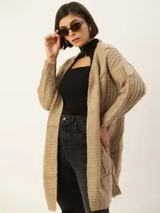 FOREVER 21 Women Brown Acrylic Cable Knit Longline