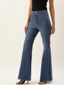 FOREVER 21 Women Blue Wide Leg Stretchable Jeans
