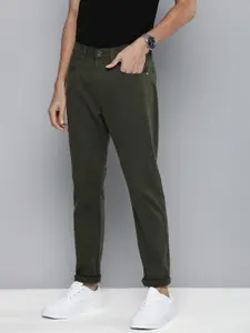 Flying Machine Men Olive Green Printed Casual Trousers
