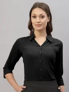 Selvia Women Black Slim Fit Formal Shirt