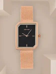 JOKER & WITCH Women Black Patterned Dial & Gold Toned Analogue Watch AMWW565