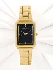 JOKER & WITCH Women Black Dial & Gold Toned Stainless Steel Bracelet Style Straps Analogue Watch