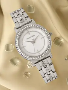 JOKER & WITCH Women Silver-Toned Dial & Stainless Steel Straps Analogue Watch AMWW487