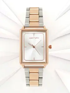 JOKER & WITCH Women White Dial & Rose Gold Toned Stainless Steel Bracelet Style Straps Analogue Watch