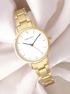 JOKER & WITCH Women White Dial & Stainless Steel Bracelet Style Straps Analogue Watch AMWW504