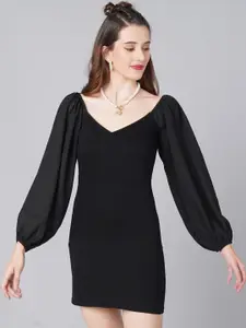 Cation Black Sheath Mini Dress