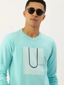PETER ENGLAND UNIVERSITY Men Blue Brand Logo Printed Sweatshirt