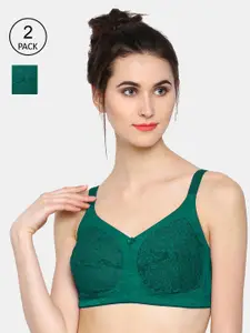 Sonari Green Fancy Net Bra Pack Of 2