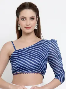 NEUDIS Women  Blue & White Striped Crop Top
