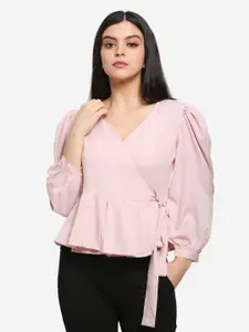 PRETTY LOVING THING Pink Crepe Wrap Top