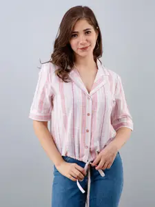 PRETTY LOVING THING Women Pink Striped Shirt Style Top