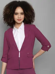 Allen Solly Woman Women Purple Solid Single-Breasted Blazers